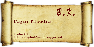 Bagin Klaudia névjegykártya