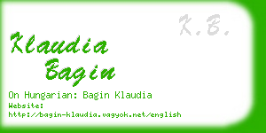 klaudia bagin business card